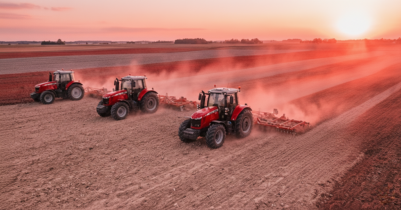Tractores arando el campo